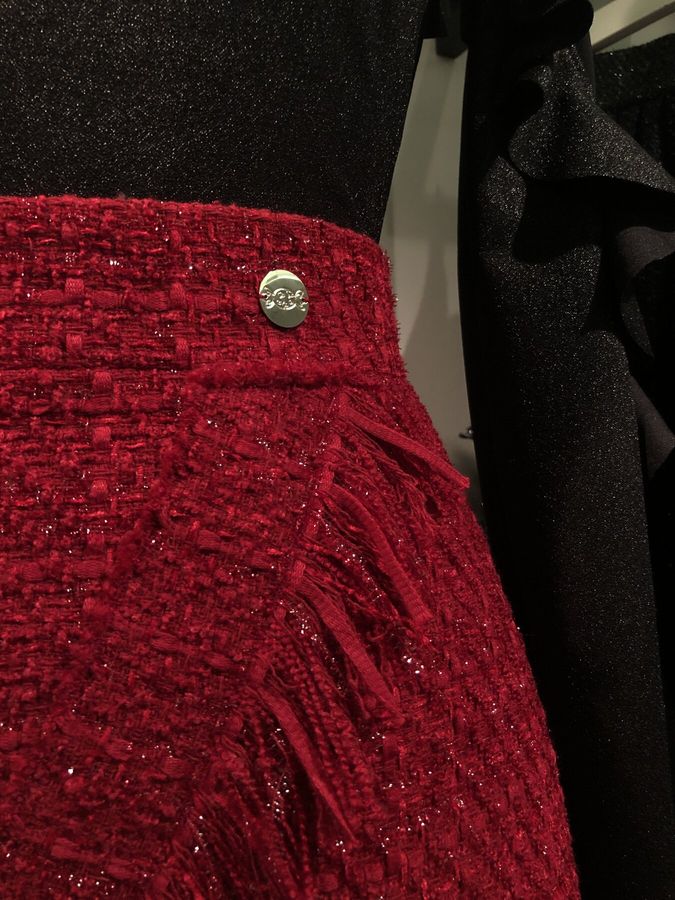 Red tweed skirt, Red, XS, Mini