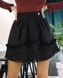 Double flounce black tweed skirt, Black, XS, Mini