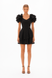 Black embroidered batiste dress with volumetric rose sleeves, Black, XS, Mini
