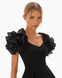 Black embroidered batiste dress with volumetric rose sleeves, Black, XS, Mini