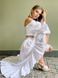 White embroidered cambric long sleeve top with cambric asymmetric maxi skirt, White, XS