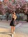 Black tweed cotton dress with velvet straps, Black, XS, Mini