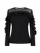 Black knit blouse with frill, Black, XS