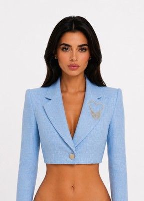 Blue linen jacket, Blue, XS