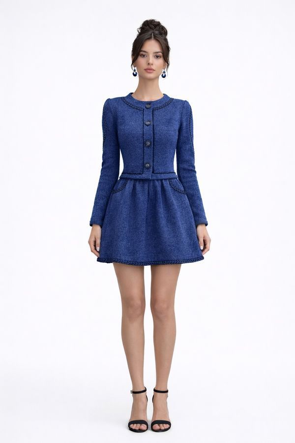 Blue knitted cardigan, XS