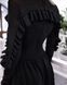 Black stretch long sleeve midi dress, Black, XS, Below the knee