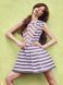 Cotton blue stripes dress with ropes, White, S, Mini