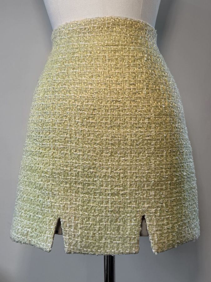 Pistachio tweed jacket and skirt, Pistachio, XS