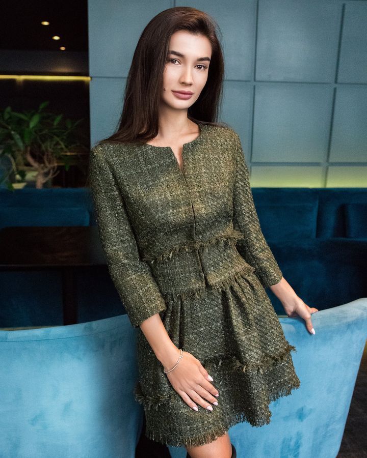 Crocodile tweed jacket, Green, XS