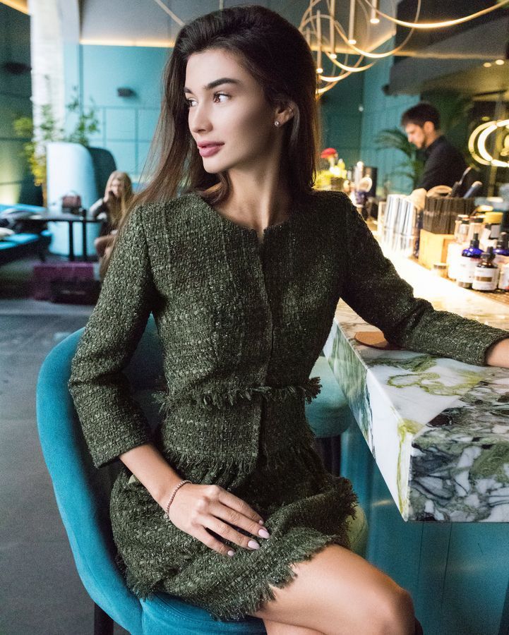 Crocodile tweed jacket, Green, XS