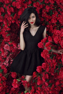 Black guipure sleeveless dress, Black, XS, Mini