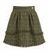 Double flounce crocodile tweed skirt, Green, XS, Mini