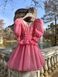 Cotton jacquard pink dress embroidered with crystal ribbon, Pink, XS, Mini