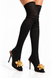 Black Ribbed Over-the-Knee Socks, Black, one size