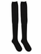 Black Ribbed Over-the-Knee Socks, Black, one size