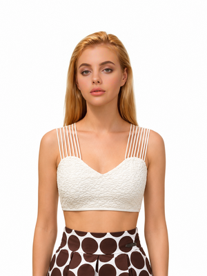 Ivory guipure top, Ivory, XS