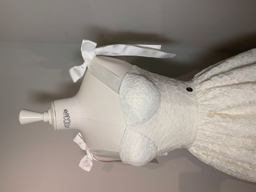 Молочное корсетное гипюровое платье с чашечками Пуш Ап, Молочный, XS, Мини