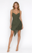 Green tweed dress with an asymmetric skirt, Green, XS, Mini