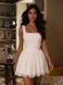 Ivory lace sleeveless mini dress with square neckline, Ivory, XS, Mini