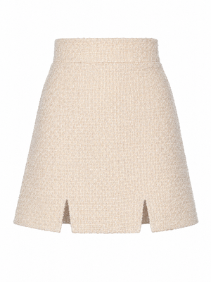 Ivory tweed skirt, Ivory, XS, Mini