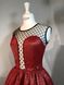 Red jacquard dress with open heart neckline, Red, XS, Mini