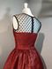 Red jacquard dress with open heart neckline, Red, XS, Mini