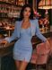 Blue Cotton Push Up Cup Dress and jacket, Blue, XS