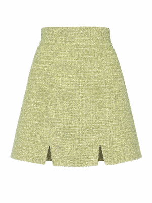 Pistachio tweed skirt, Pistachio, XS, Mini