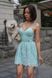 Mint lace cotton bodice dress with shoulder rope straps, Turquoise, XS, Mini
