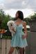 Mint lace cotton bodice dress with shoulder rope straps, Turquoise, XS, Mini